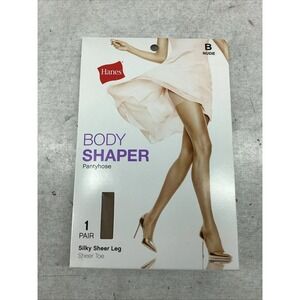 Hanes Body Shaper Pantyhose Sheer Toe Silky Leg B Nude